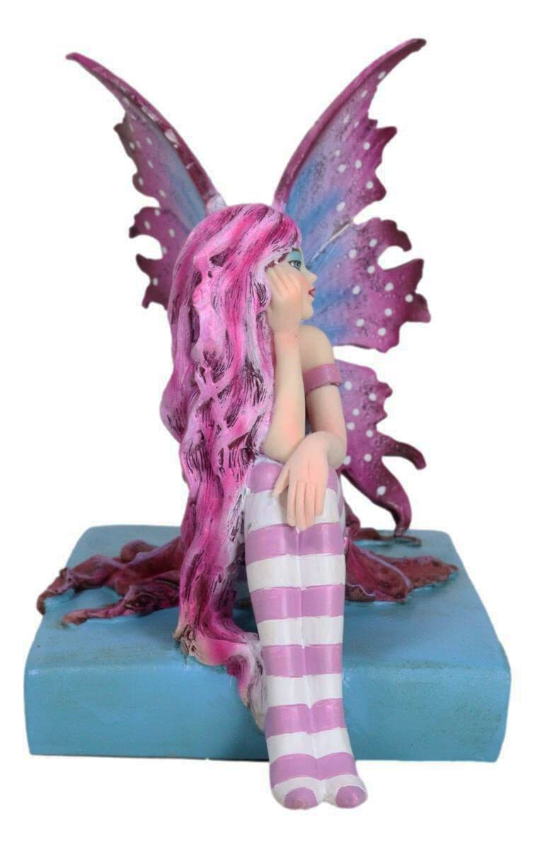 Amy Brown Missing You Magenta Book Fairy Garden Figurine Fantasy Faery Statue 6