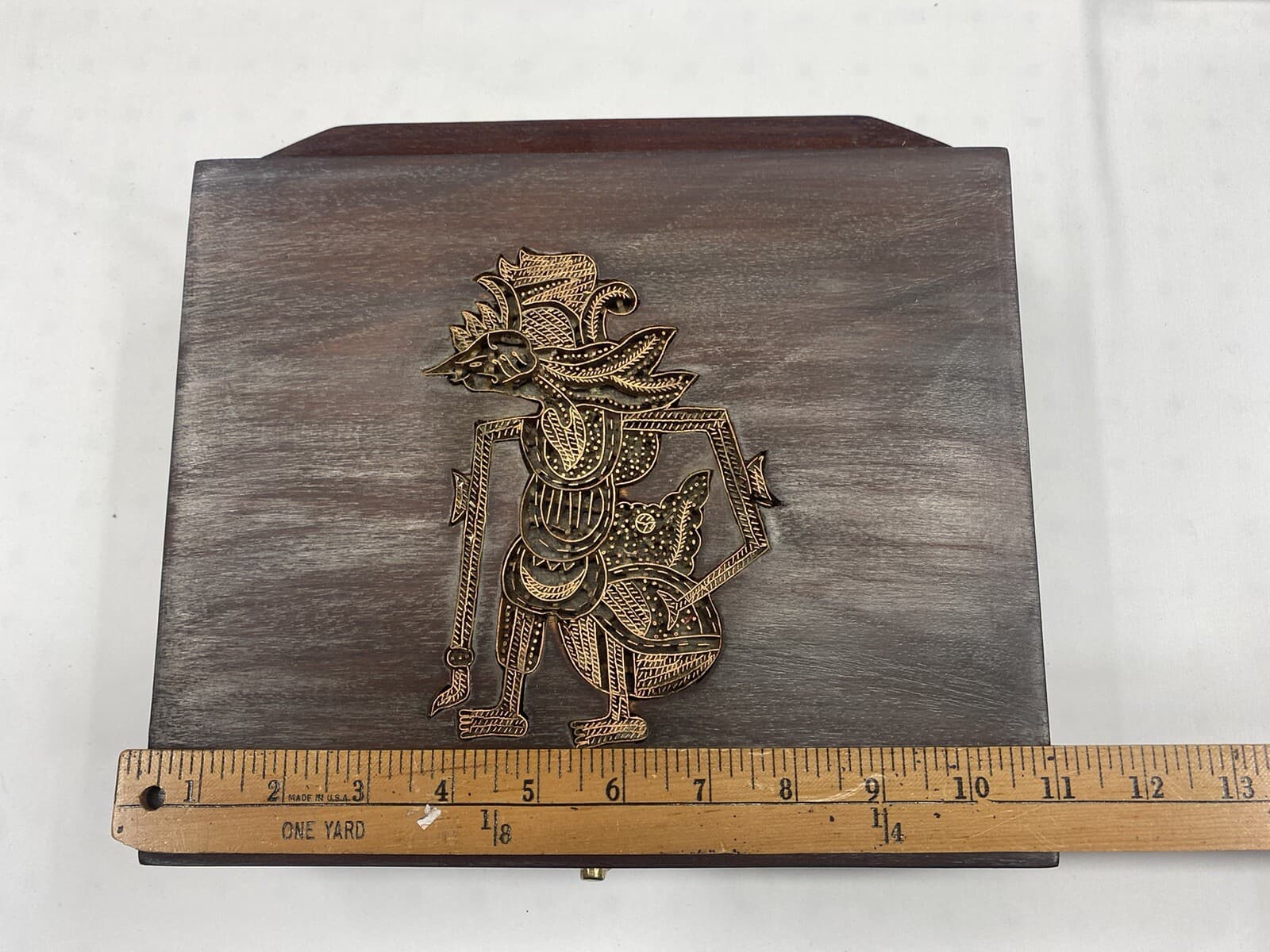 INDONESIAN COPPER BATIK TJAP STAMP ON WOODEN BOX 5