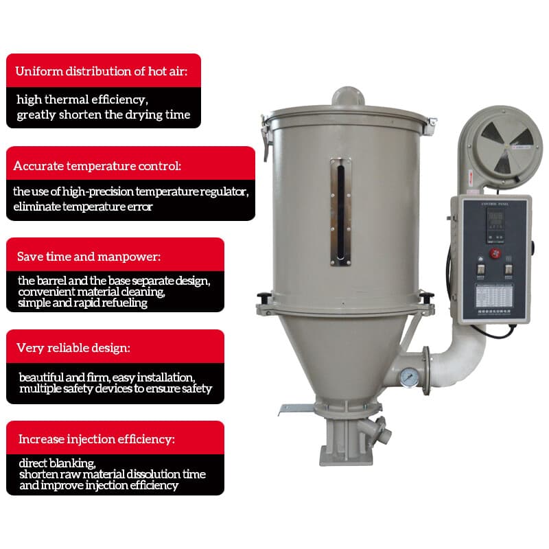 55lb Hot Air Plastic Dryer Hopper Type Injection Molding Drying Machine 220V 4