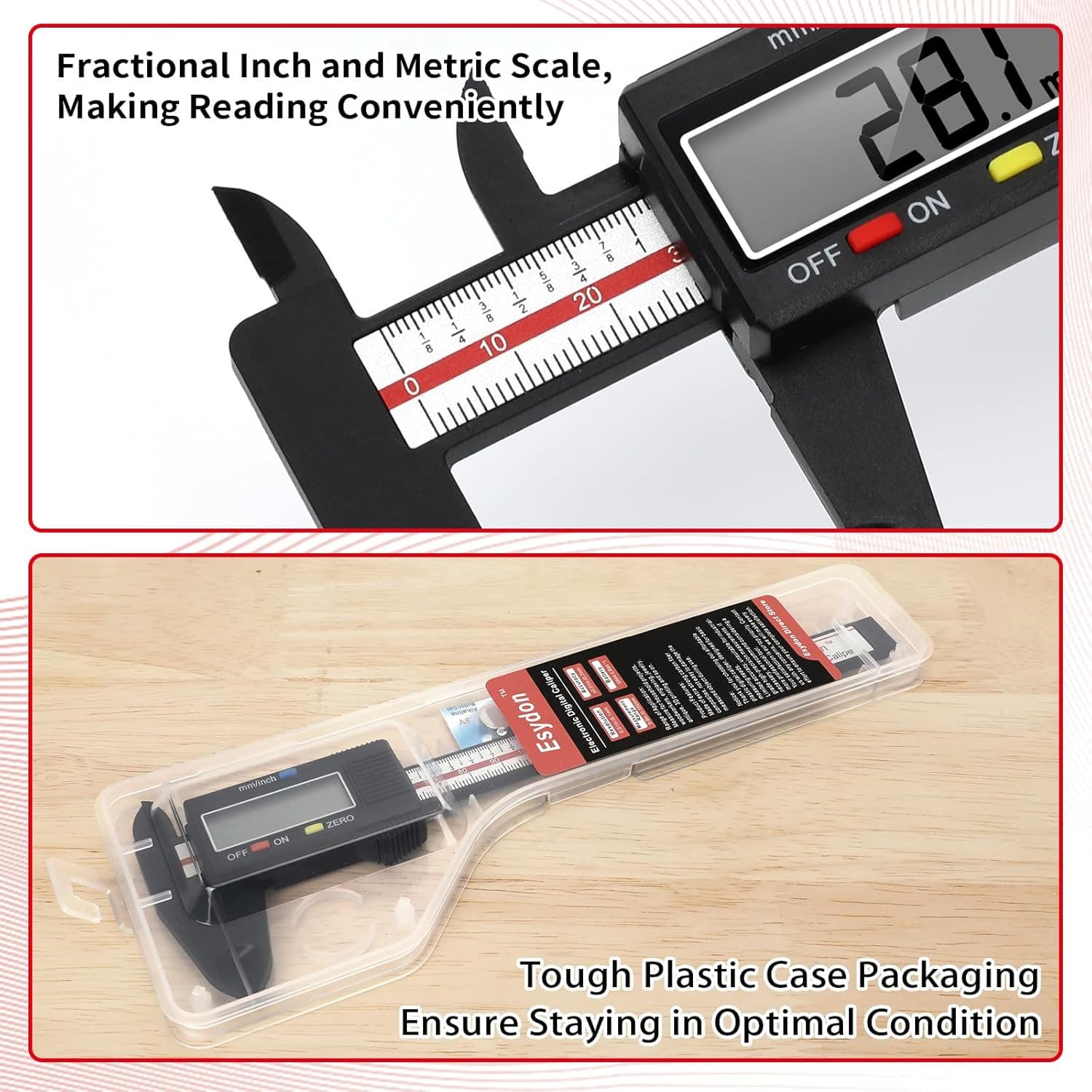 Digital Caliper,  Upgraded Calipers 6 Inch, Measuring Tool, Electronic Ruler, wi 5