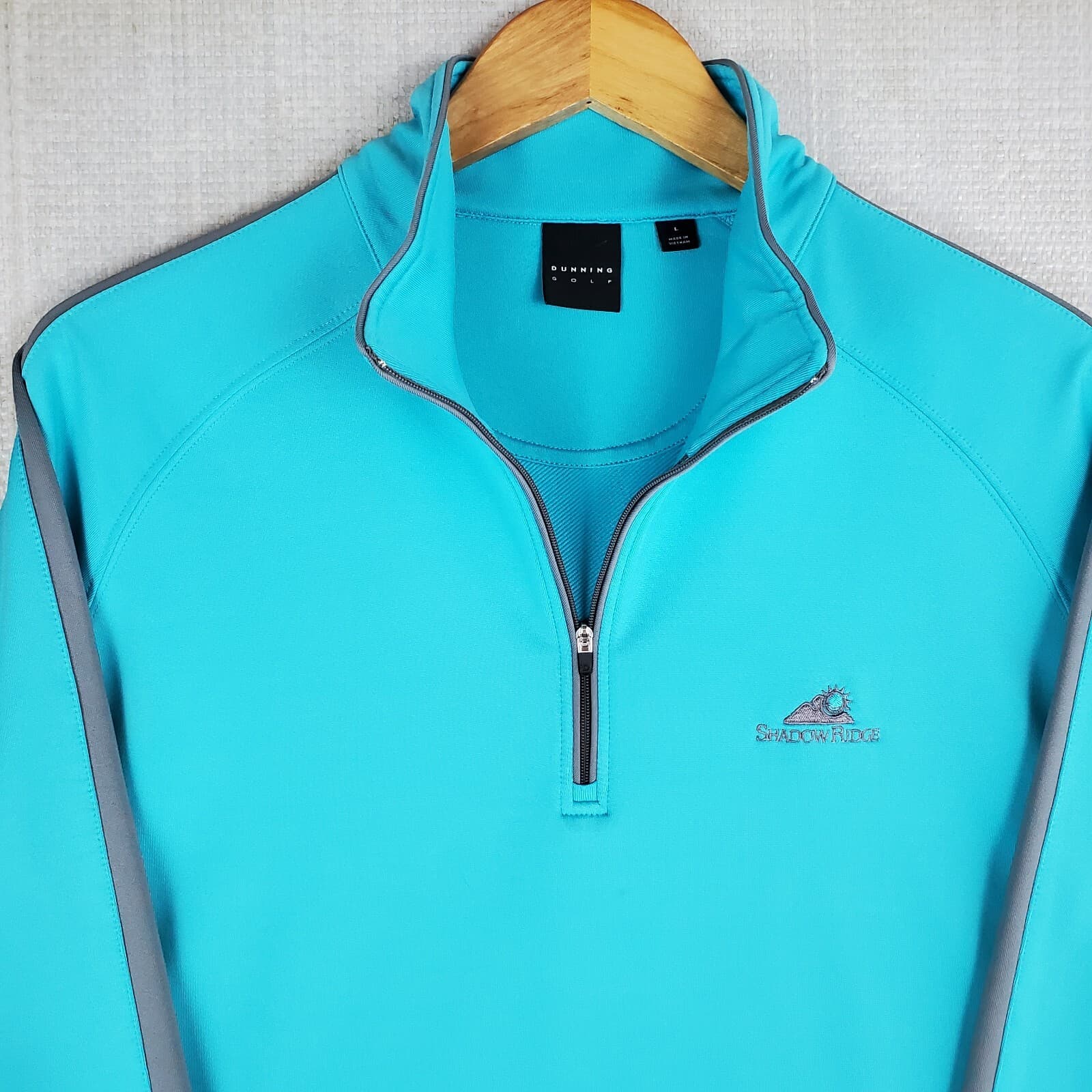 DUNNING x SHADOW RIDGE Size Large Turquoise 1/4 Zip Performance Pullover Golf 3