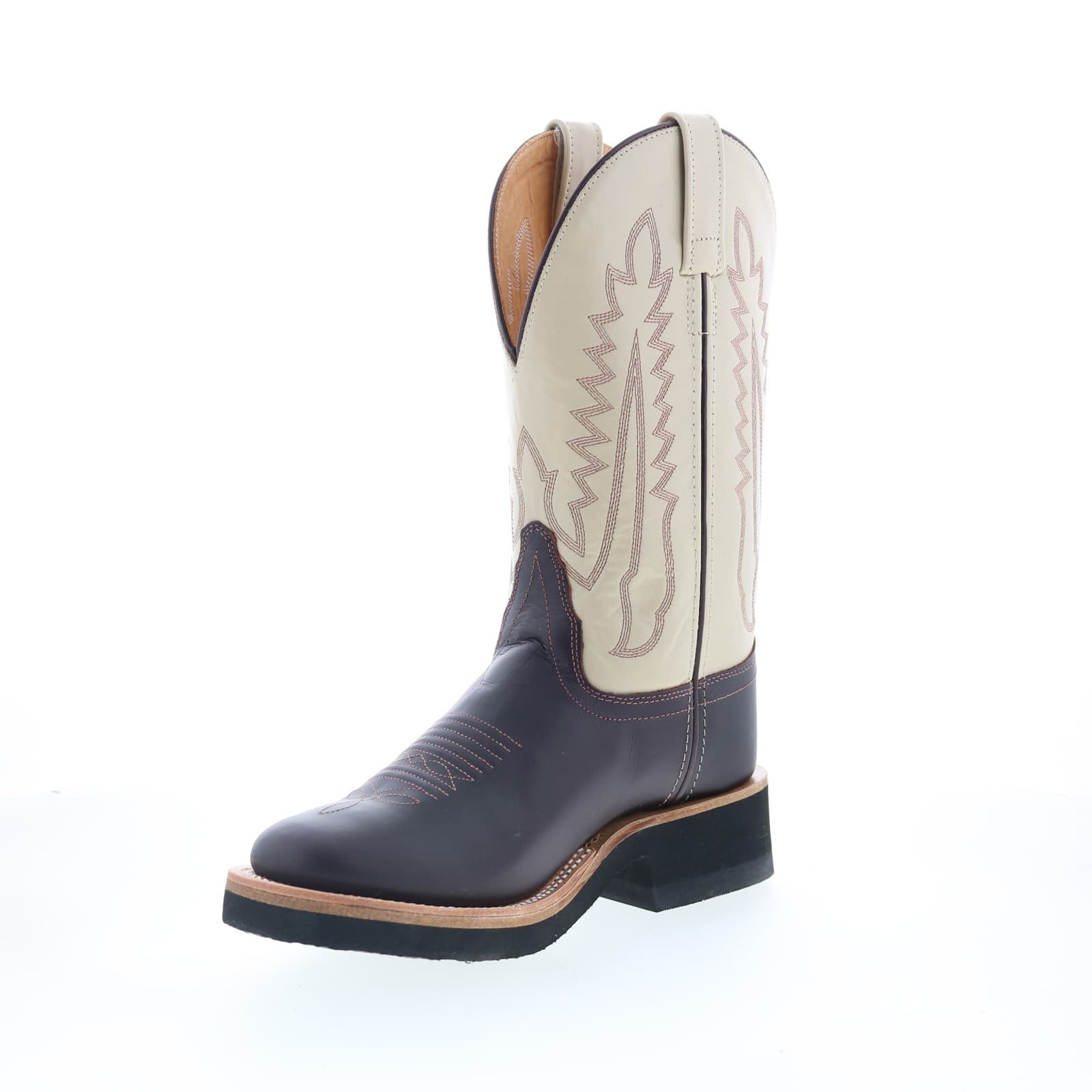 Jama Old West 1642L Womens Brown Leather Slip On Cowboy Western Boots 4