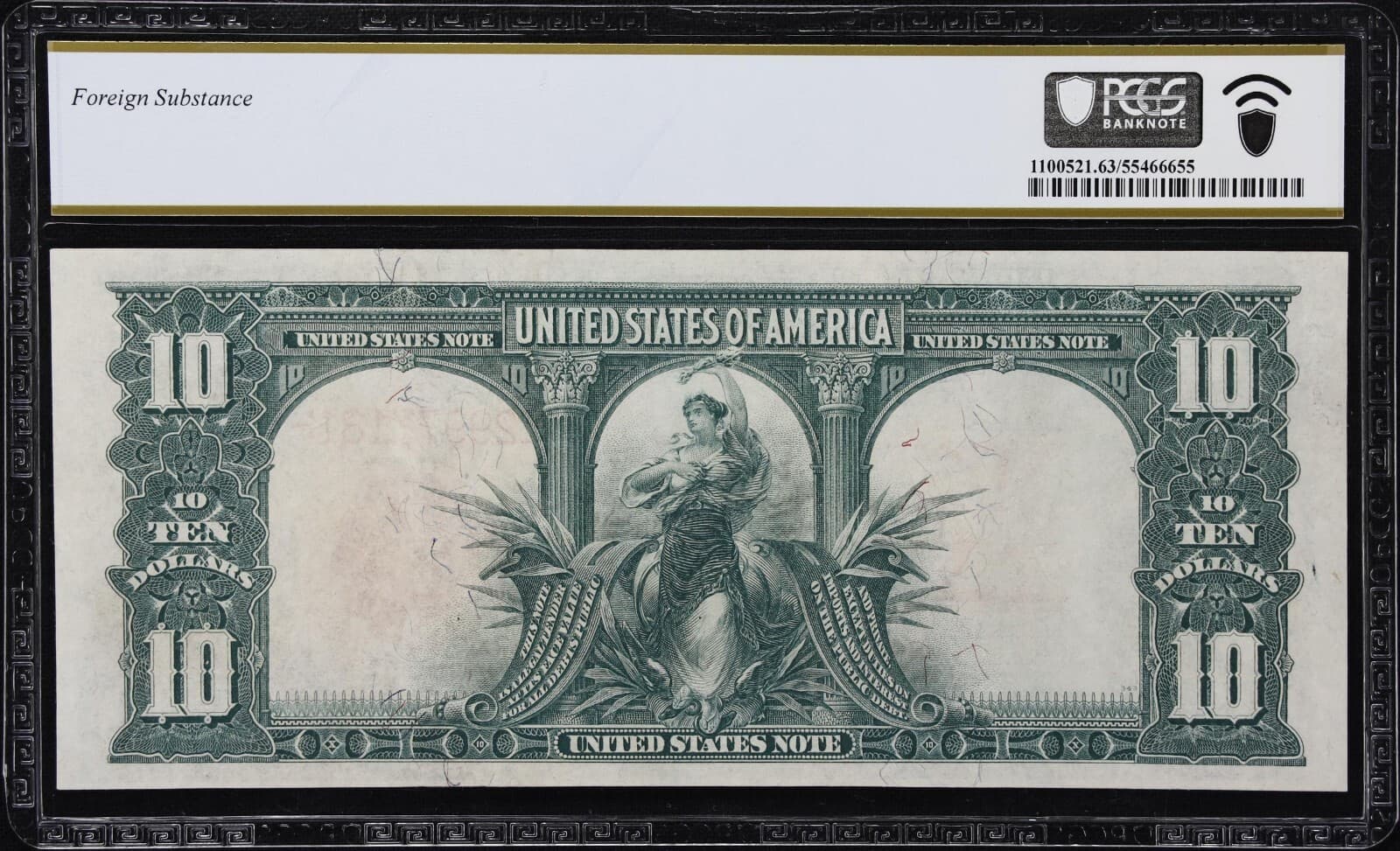 1901 $10 Legal Tender Bison Note FR 122m PCGS Banknote 63 UNC 2