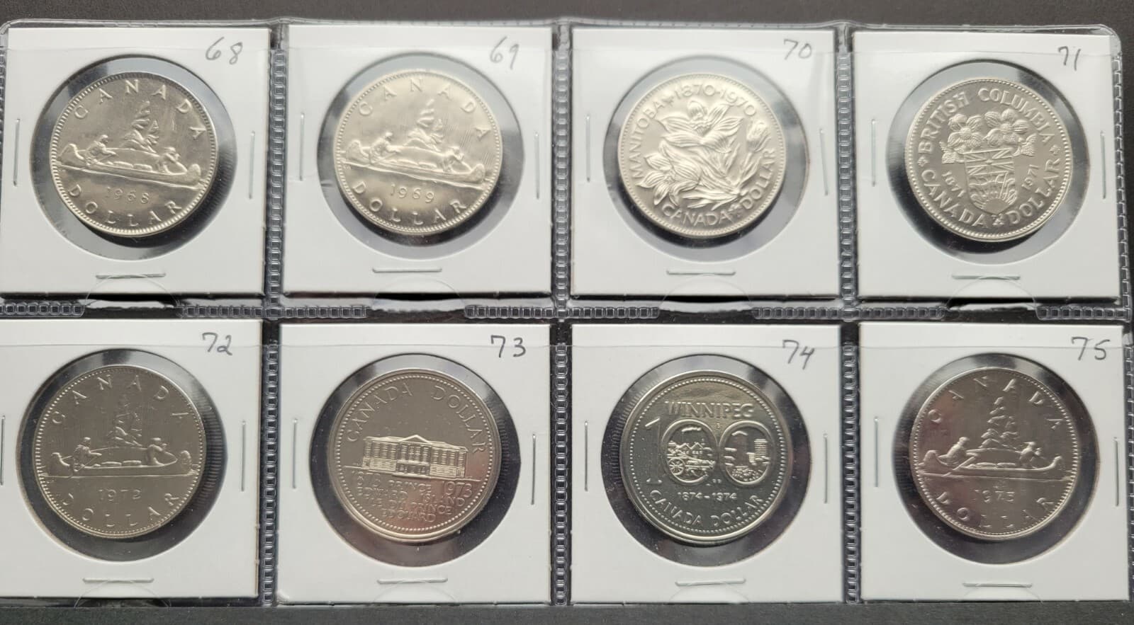 *** CANADA LOT OF 20 NICKELS DOLLARS *** 1968 - 1987 *** PROOF LIKE *** 2