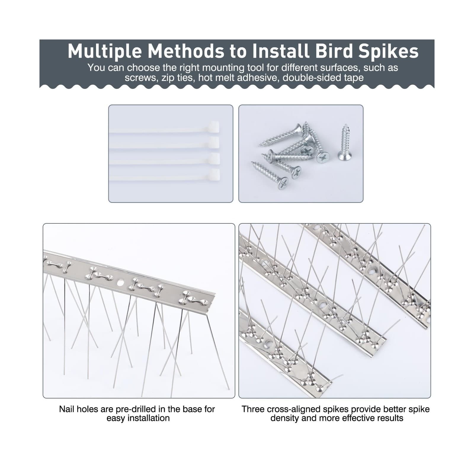 Teyssor Bird Spikes, Stainless Steel Bird Spikes for Pigeons and Small Birds ... 3