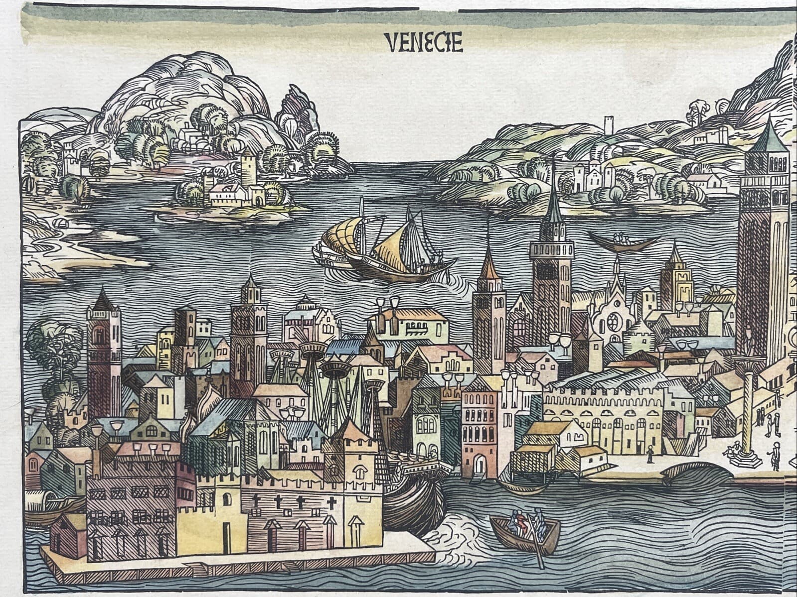 Venice Anno 1493 from Liber Chronicum by Hartmann Schedel Antique Map Print READ 3