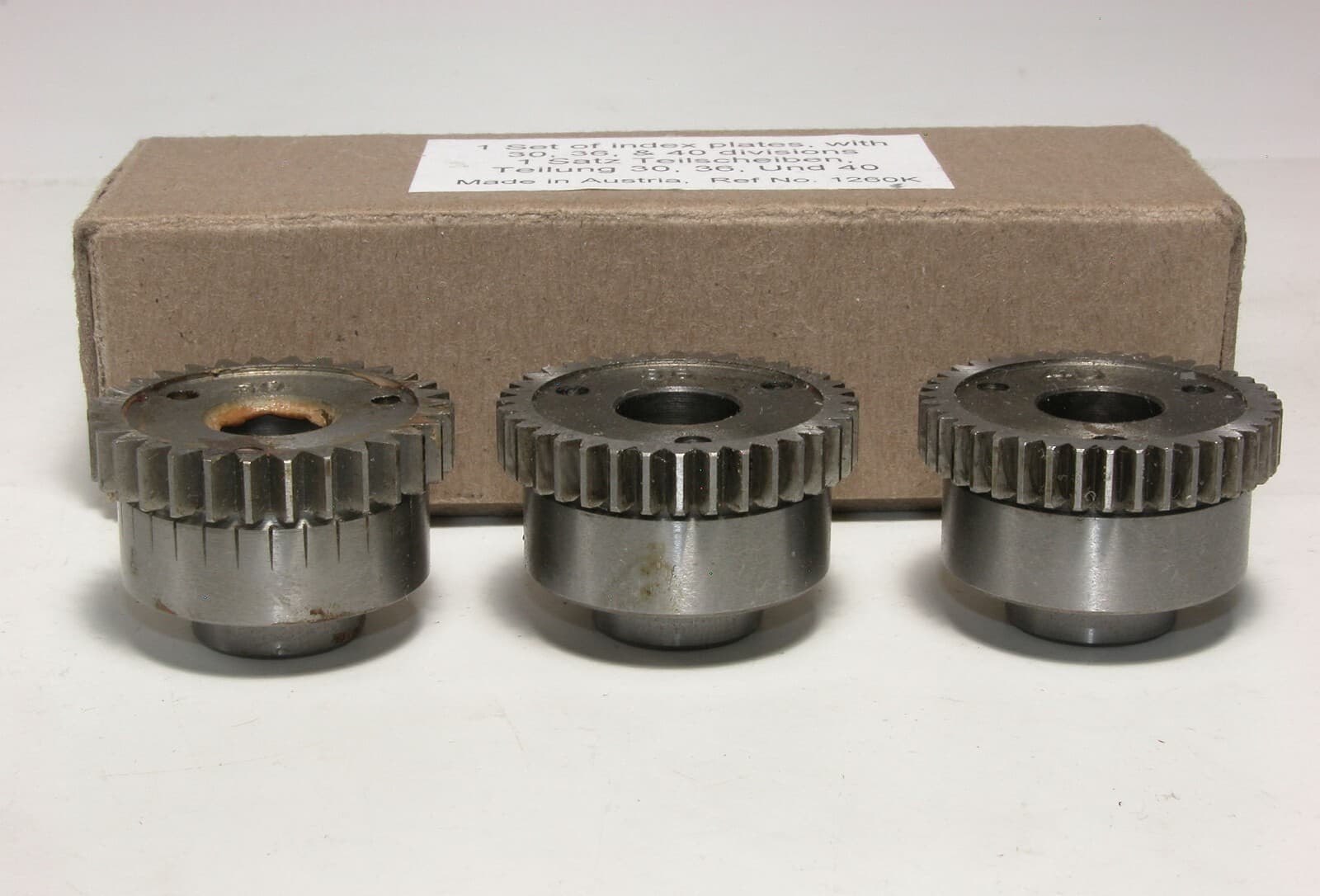 Unimat DB / SL Lathe Index Plates - #30, 36, & 40 With Handmade Box 2