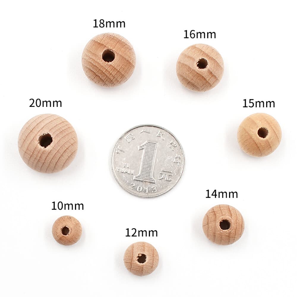 Wooden Balls Natural Craft Wood Ball Sphere Round 6~90mm With hole/without hole 4