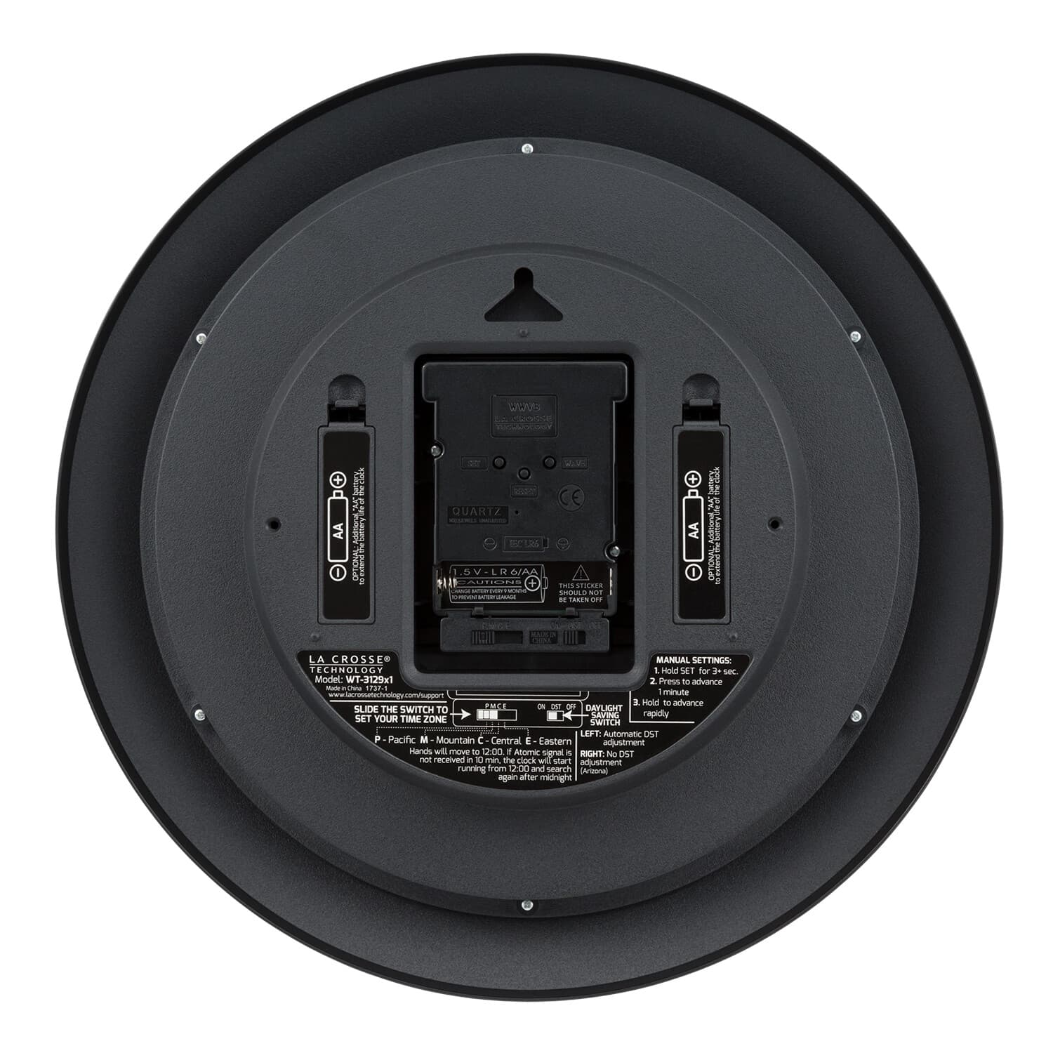 WT-3129B La Crosse Technology 12" Atomic Analog Wall Clock - Black Open Box 4