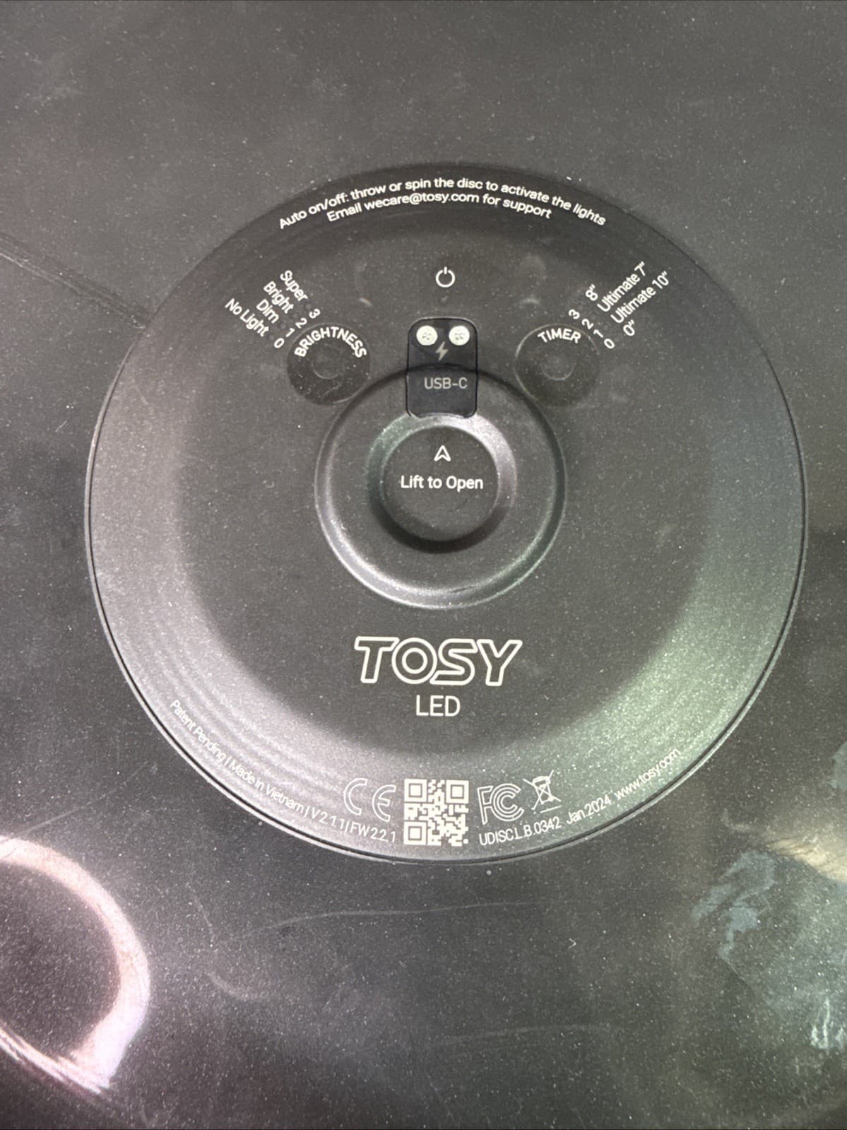 TOSY 36 LED Frisbee Pro 10.5” Light Up Flying Disc 8 Modes USB - Tested & Works! 4