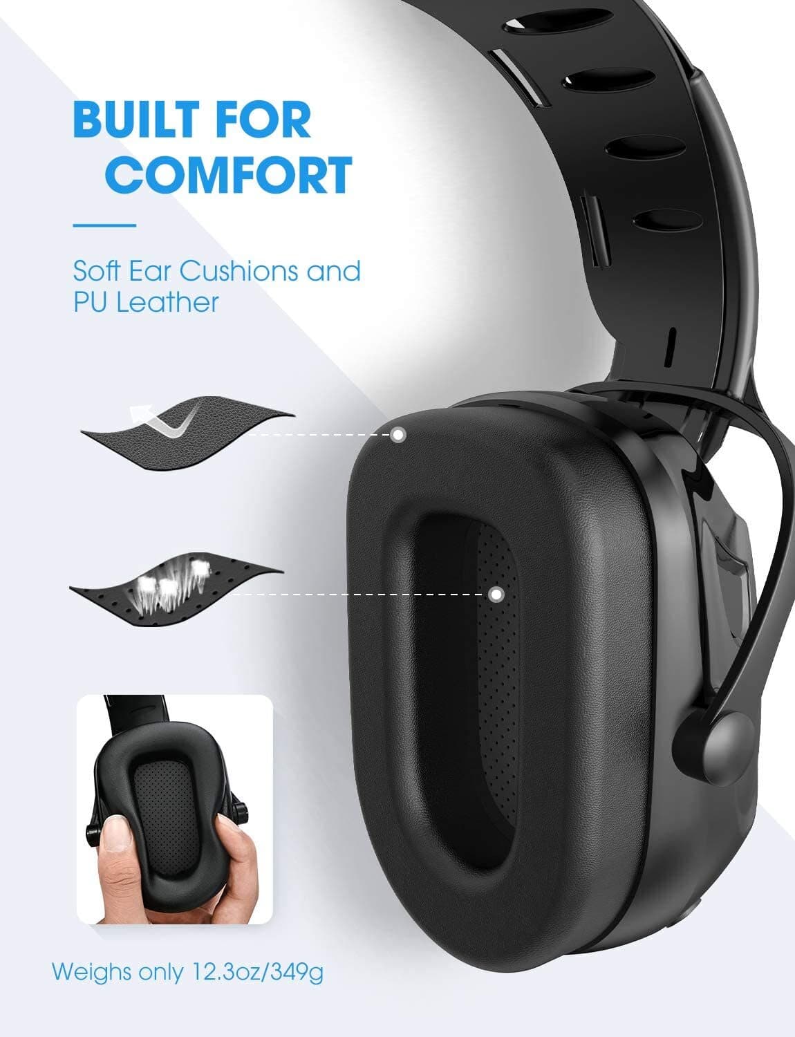 Mpow Bluetooth Noise Reduction Ear Muffs NRR29dB Hearing Protection Headphones 3