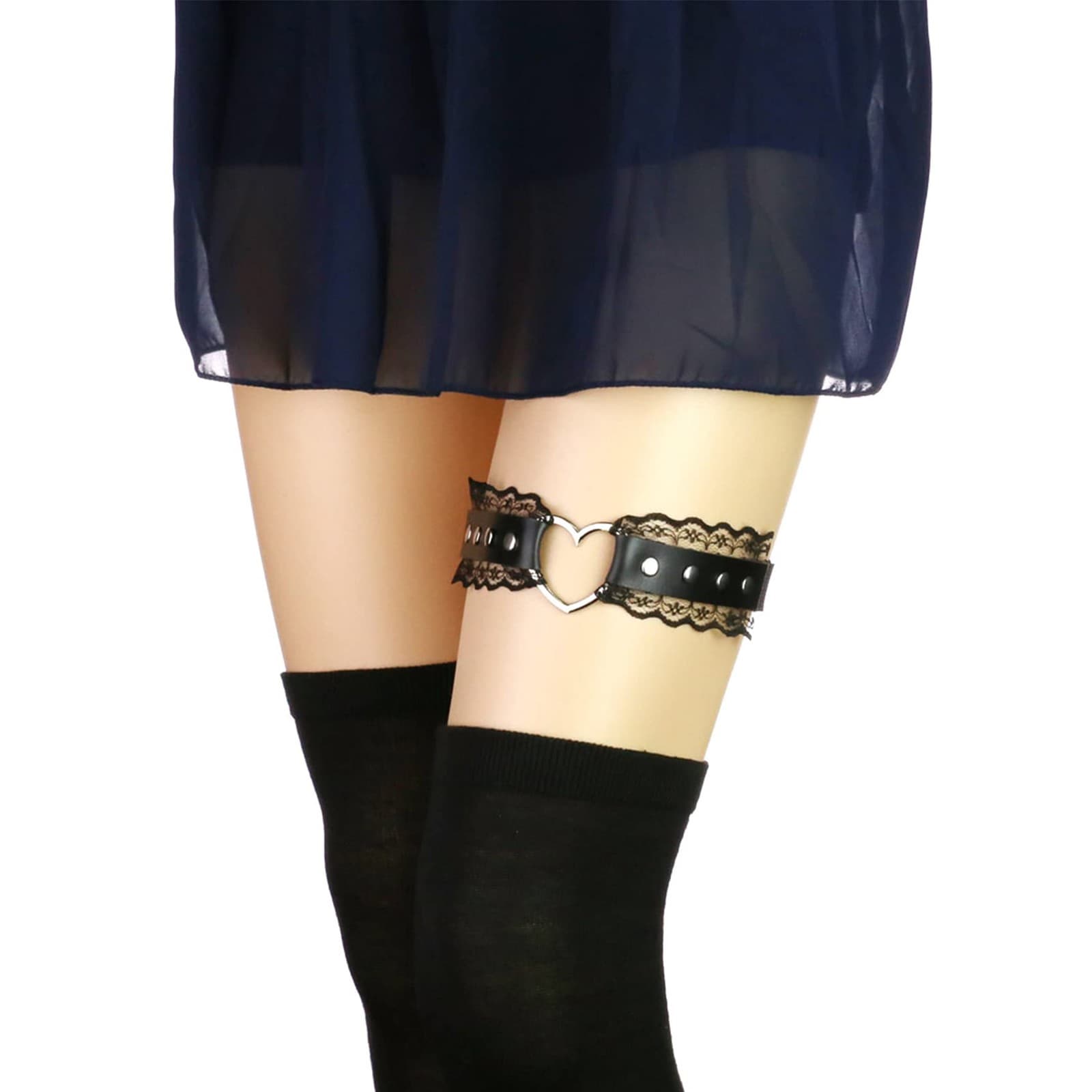 Adjustable Lace Heart-Shaped Thigh Garter 2 PCS Elastic Leg Garters for Women 2