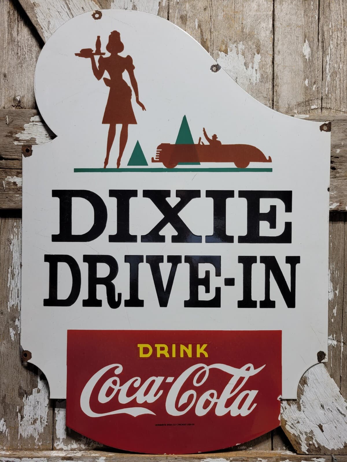 VINTAGE COCA COLA PORCELAIN SIGN SODA BEVERAGE DISPLAY DIXIE DRIVE-IN THEATER 55 3