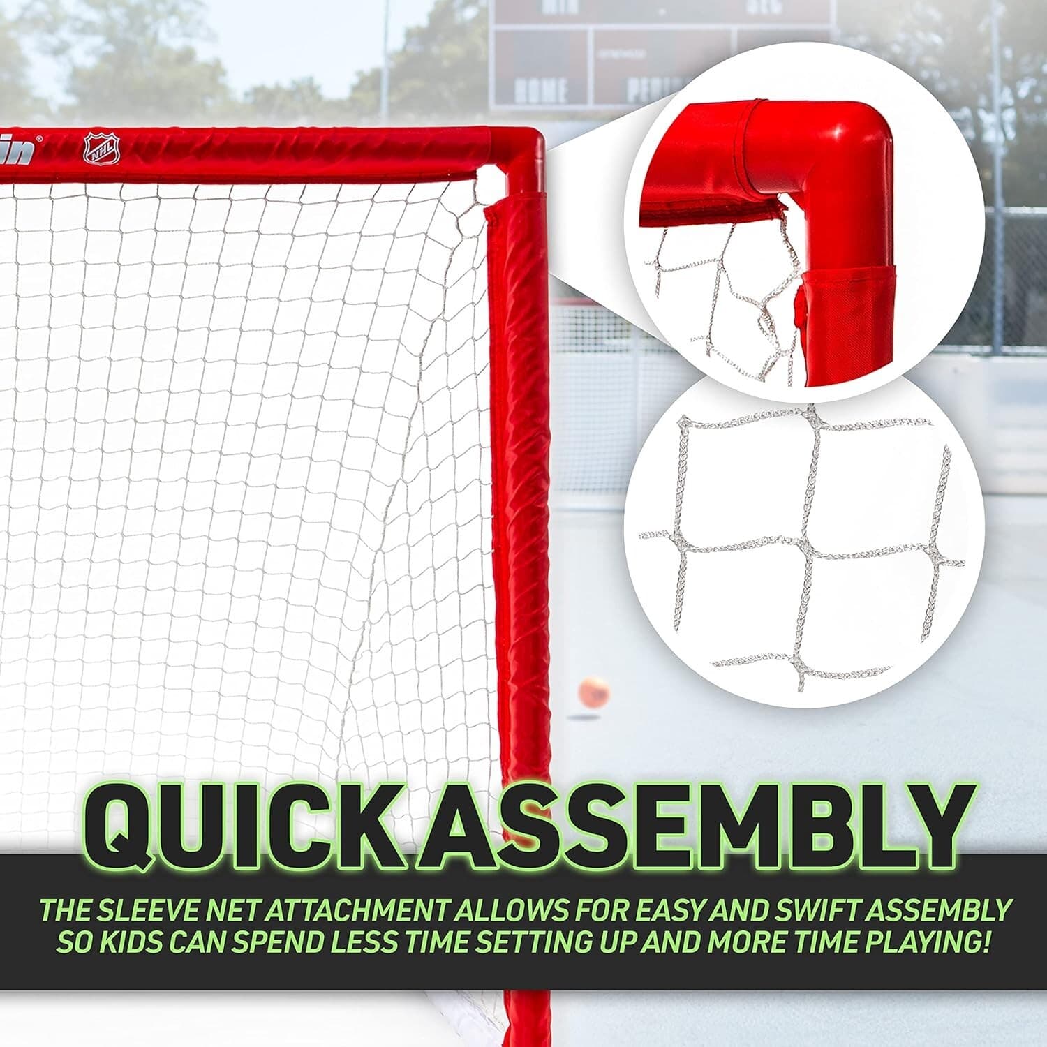 NHL Street Hockey Goal with Net - Portable Lightweight PVC Youth Street + Rol... 5