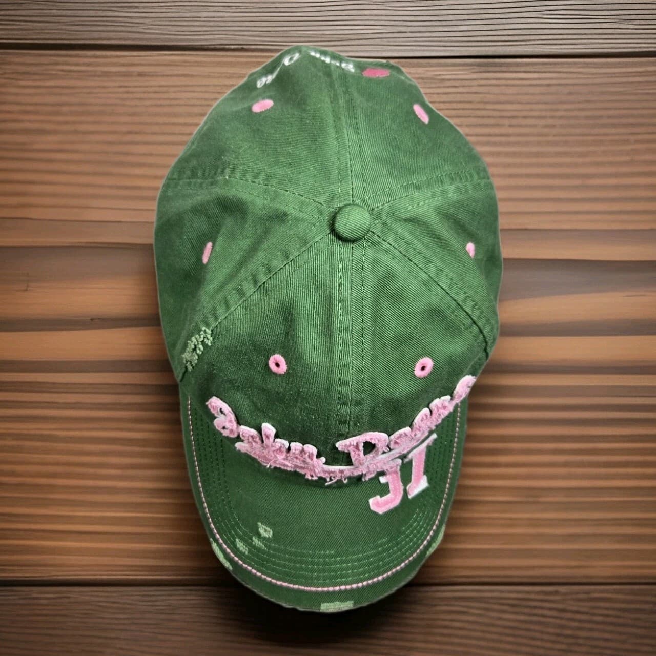 John Deere Hat Green Distressed Baseball Cap Womens Pink Adjustable Strapback 5
