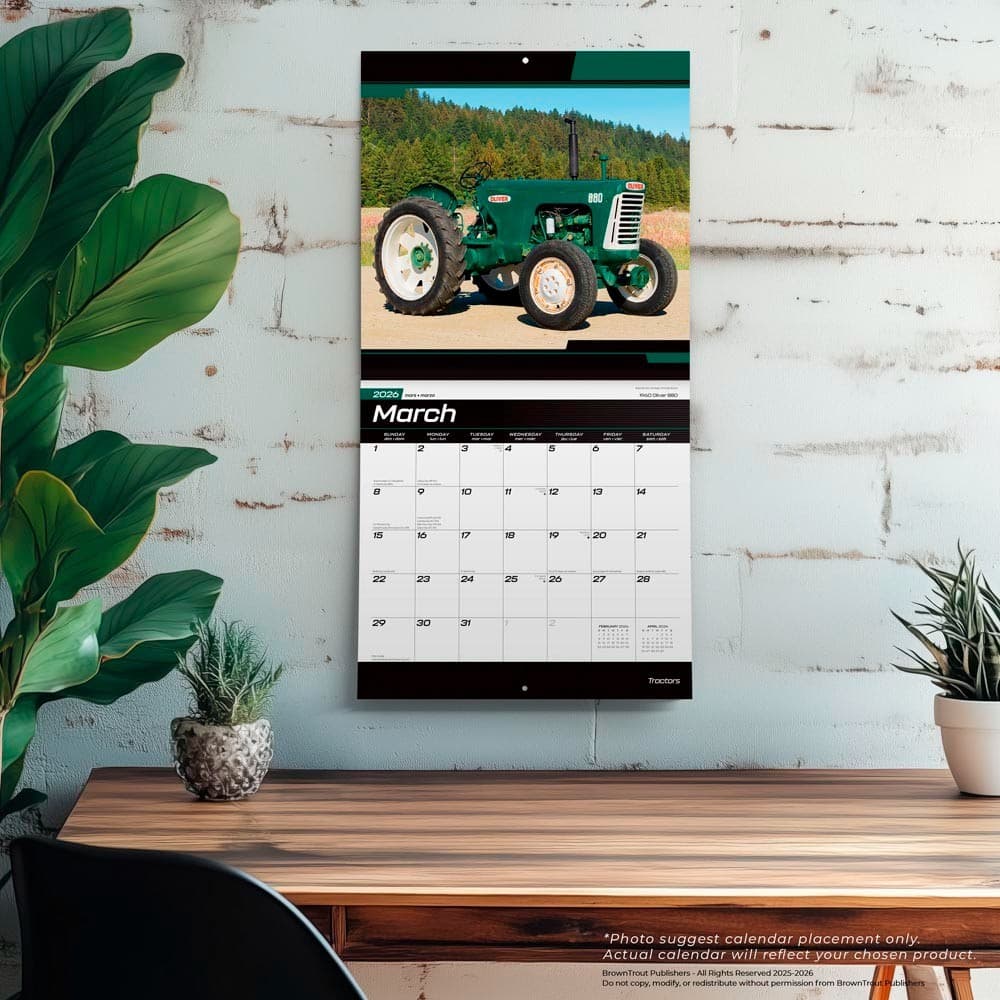 Tractors | 2026 12x24" (Hanging) Monthly Square Wall Calendar | Plastic-Free 5