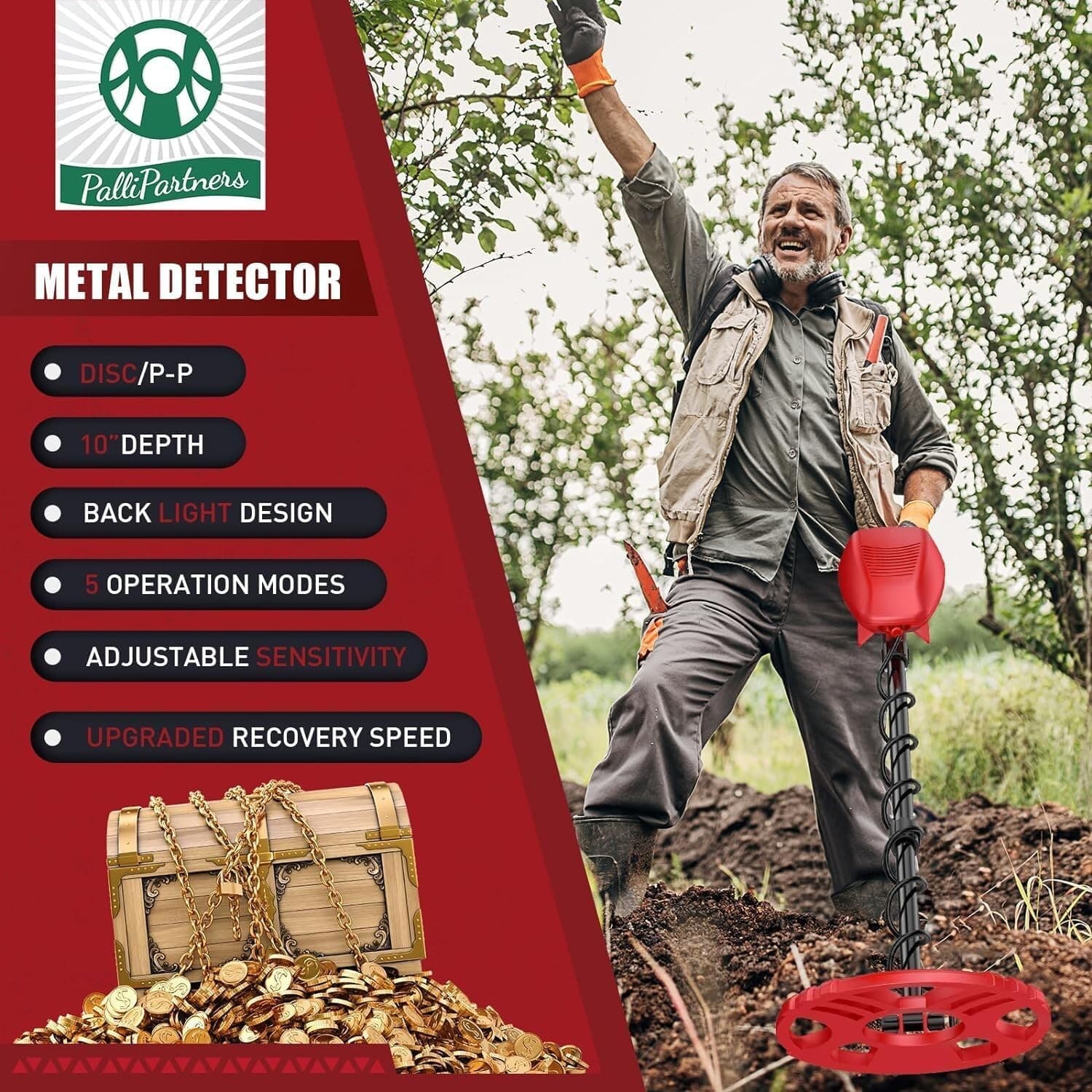 Metal Detector Adults  Waterproof  10" Inch Search Detecting Gold Coin Treasure 4