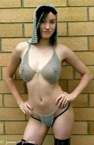 new design chainmail 10mm | aluminum holder + pantie + coif, BRA sexy style-