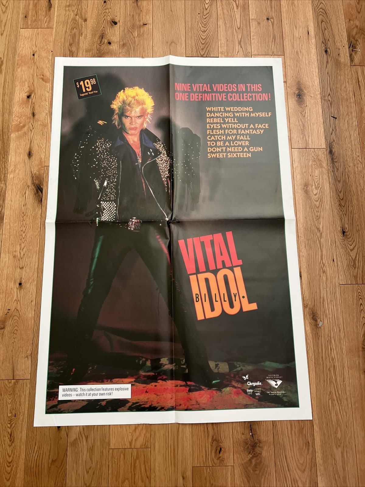 Billy Idol Vital Idol Poster 1987 Vestron MusicVideo USA Fast S/H