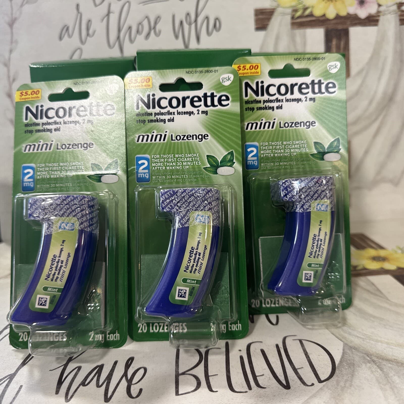 Nicorette Mini Lozenge 2mg Mint Flavor 240 Min, 20 Ct Lozenges Exp:08/2025 3