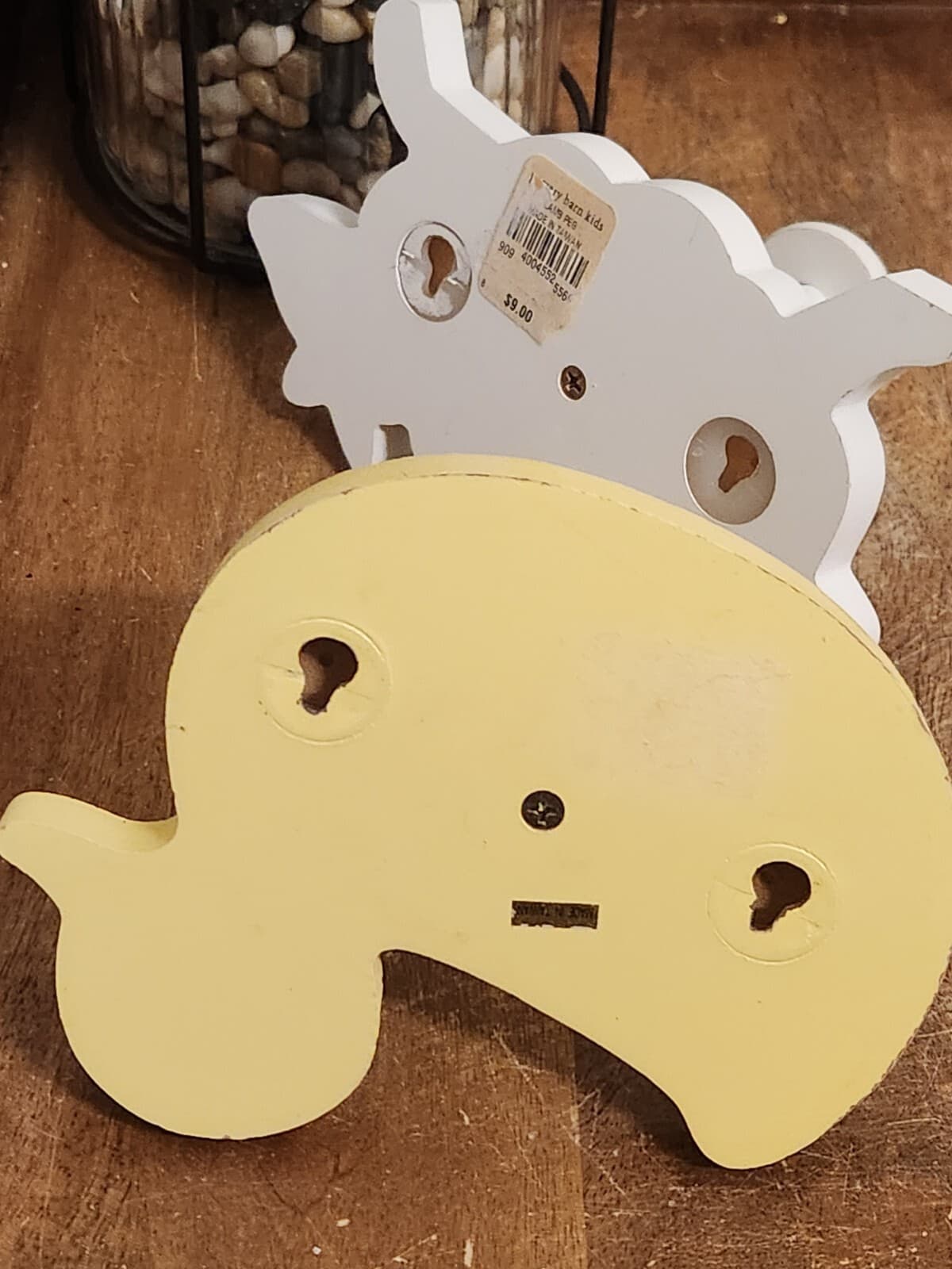 Vintage Pottery Barn Kids Yellow Duck, White Sheep /  Lamb Wall Hooks  5