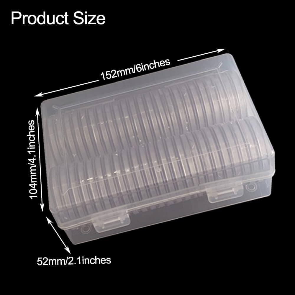 50X Coin Holder Capsules Case 40.6mm Clear for 1 Oz Silver Dollar w/ Storage Box 5