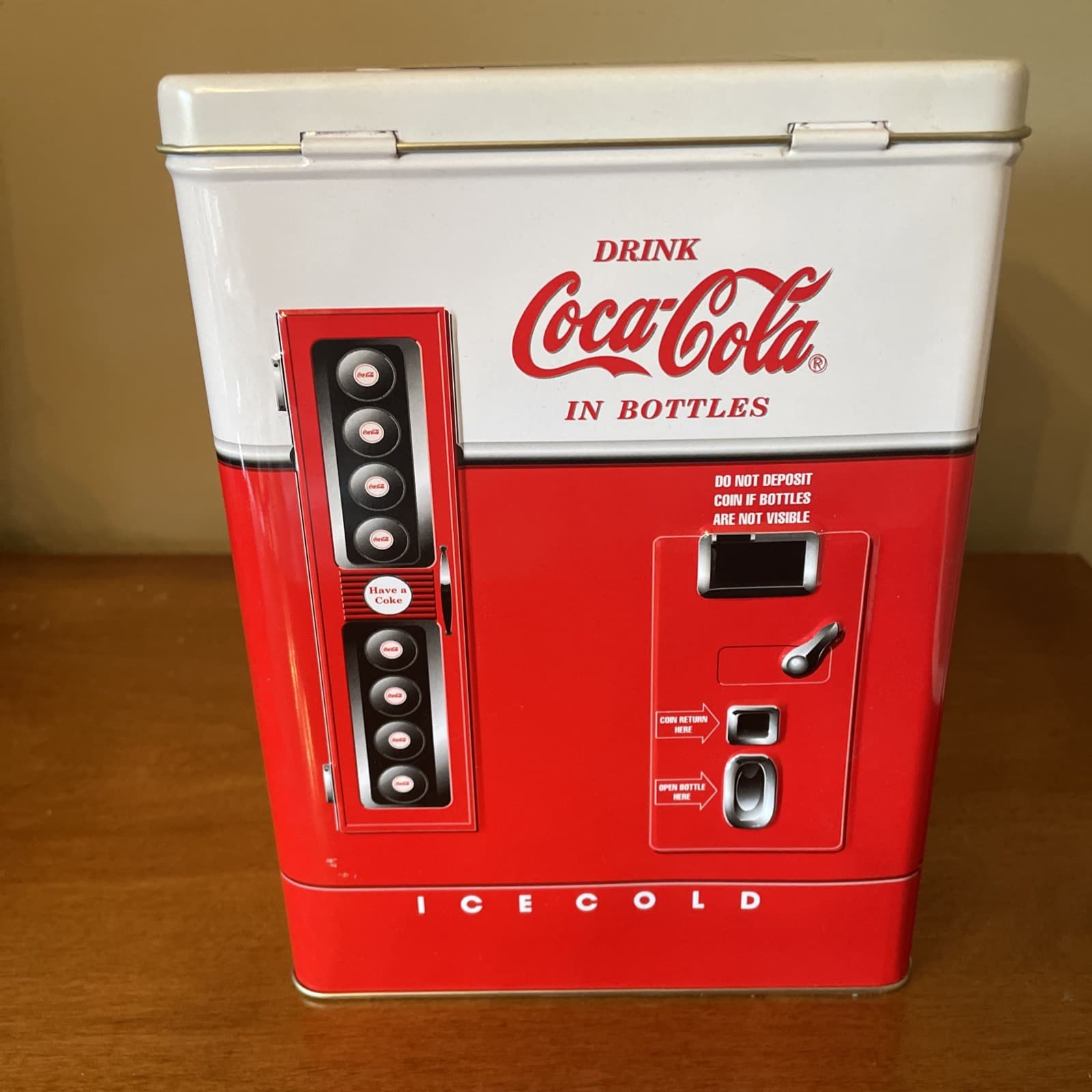 Vtg Coca-Cola Tin Lever Soda Machine Drink Coca-Cola In Bottles 8.5” X 6” X4” 5