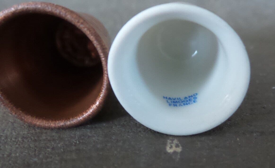 Collectible thimbles x 2 Limoges Haviland France & 1 copper great condition 4