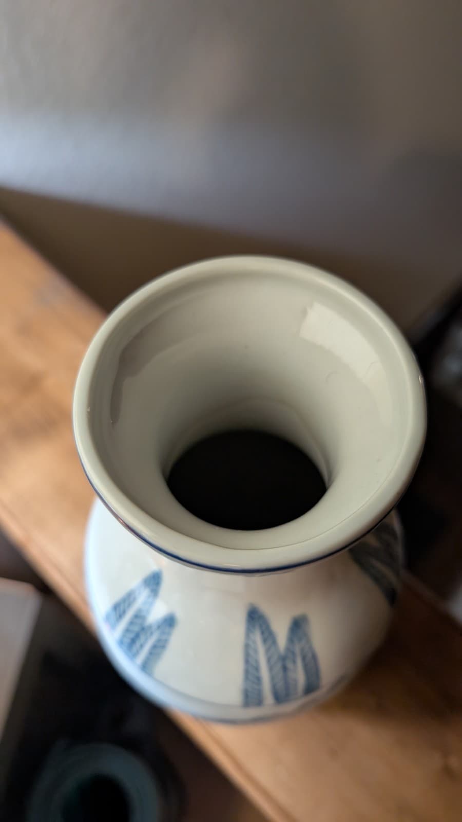 12" Tall Asian Vase Large Lotus Flowers  Vintage Chinese Cloisonné Ceramic Lilly 5