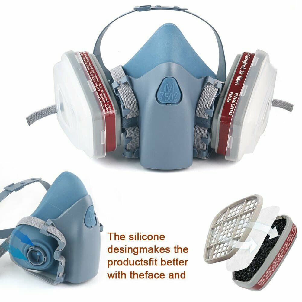 3M Reusable Respirator Half Facepiece 7502 For Chemical Handling, Painting, Med 4