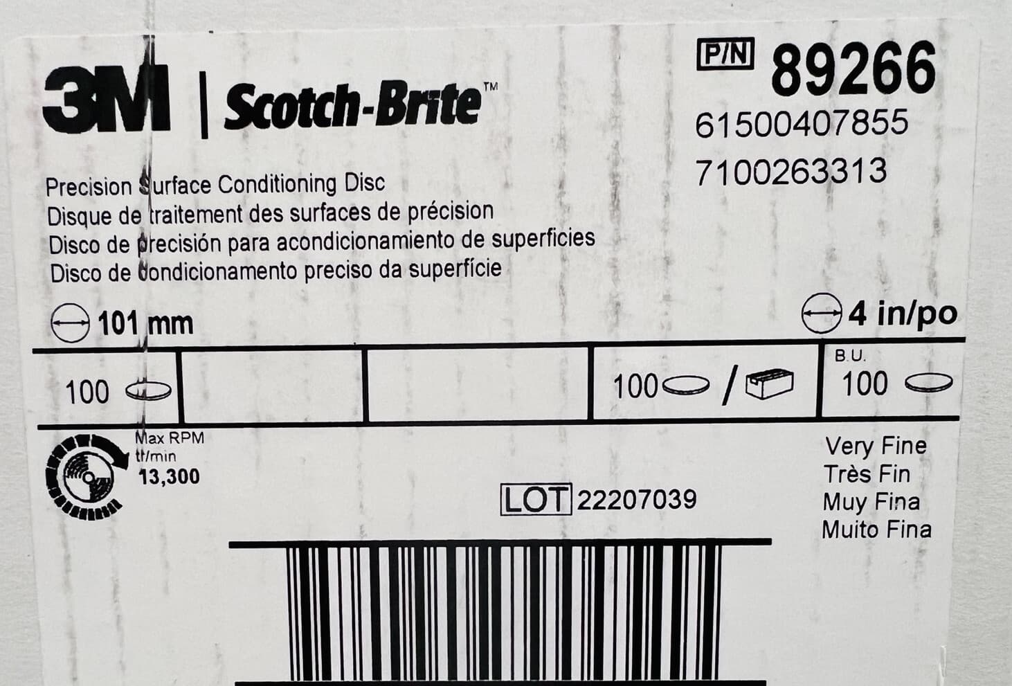 (20) Scotch-Brite 4” Very Fine Precision Surface Conditioning Disc Hook Loop 4