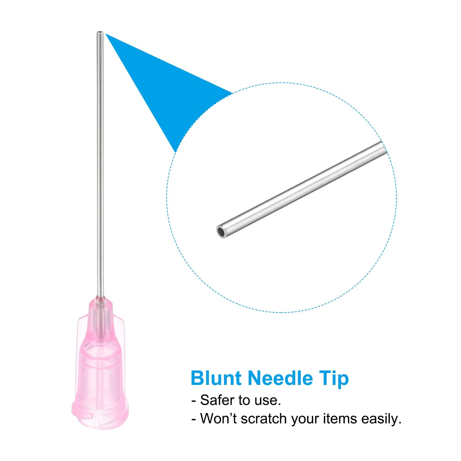 100Pcs 20Gax1.5" Dispensing Needle Tip Stainless Steel and Plastic Pink 5