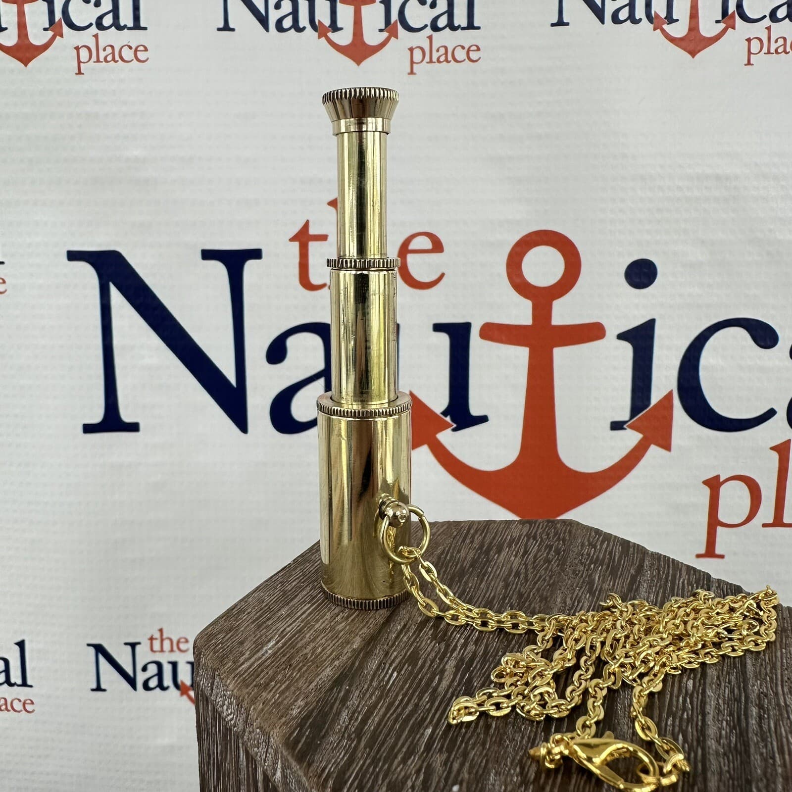 Brass Telescope w/ 27" Chain, Small Pocket Size Spyglass, Nautical Monocular 5