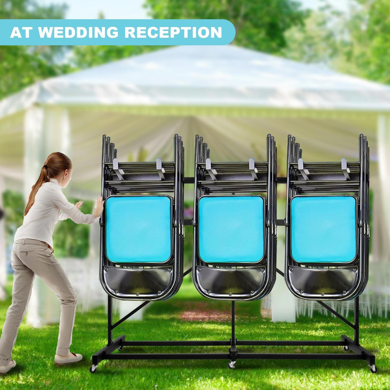 Folding Table and Chairs Cart -42 Folding Chairs Capacity, Heavy Duty 5