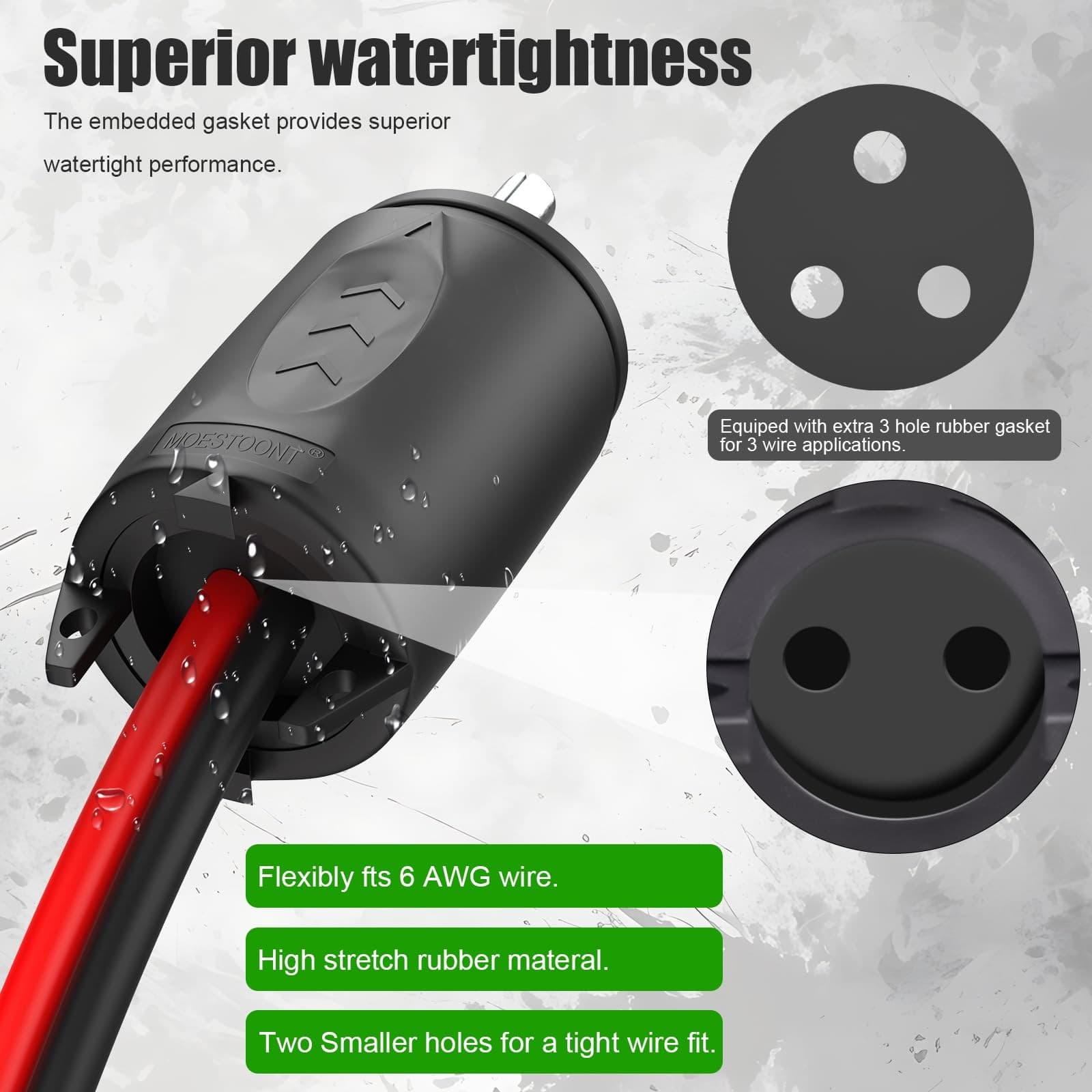 70A Trolling Motor Plug & Receptacle for 2 or 3 Wire 12-48V Systems Compatibl... 3