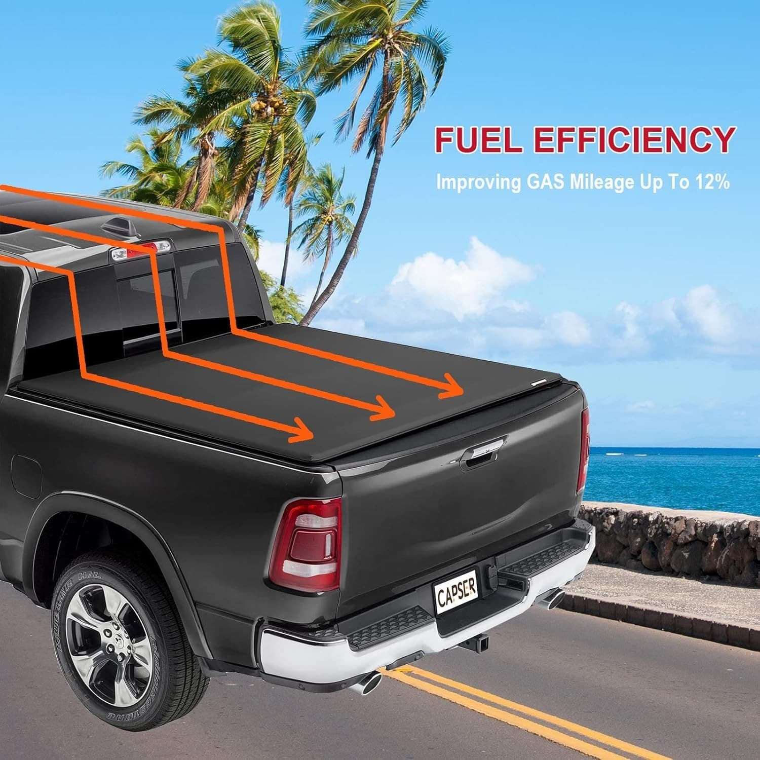  Ram1500 5.7FT Tri-Fold Tonneau Cover Fits 2009-2024 Dodge 5.7ft Soft Tri Fold 6