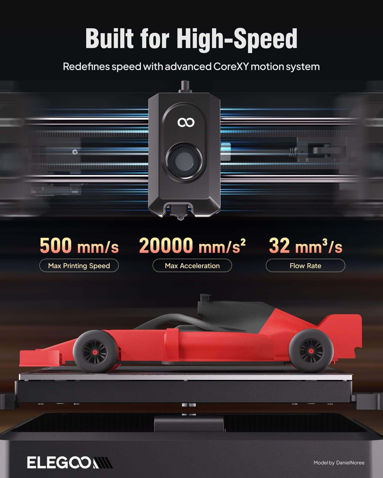 ELEGOO Centauri Carbon CoreXY FDM 3D Printer 500mm/s High Speed w/Auto Leveling 3
