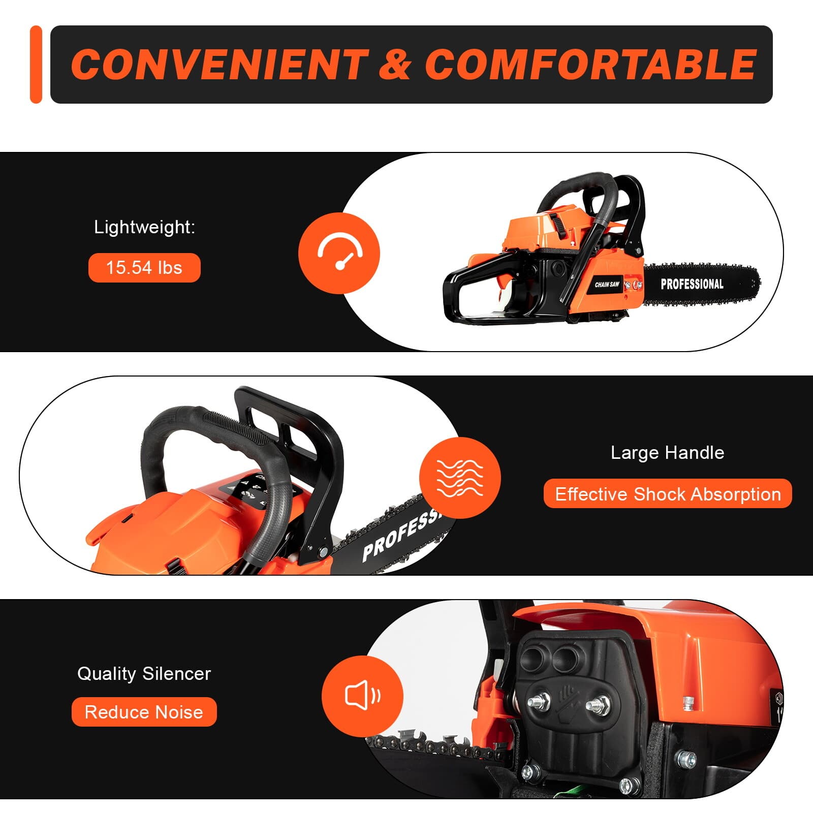 2-Stroke Gasoline Chainsaw 62 CC 20" Power Engine Wood Cutting Gas Chain Saw new 5