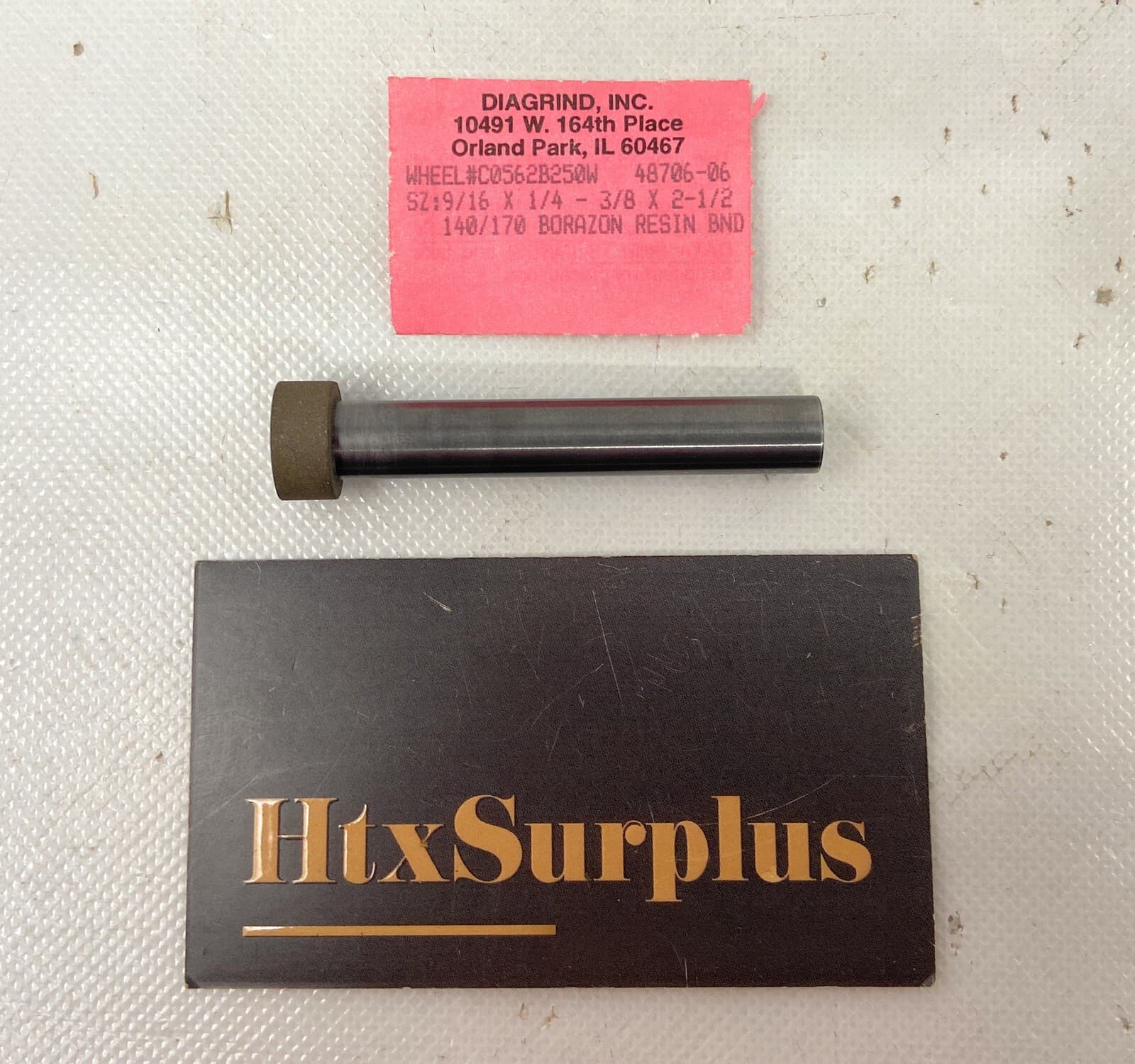 Mandrel Mount 9/16" Internal CBN Grinding Wheel 3/8" Carbide Shank Borazon Resin 3