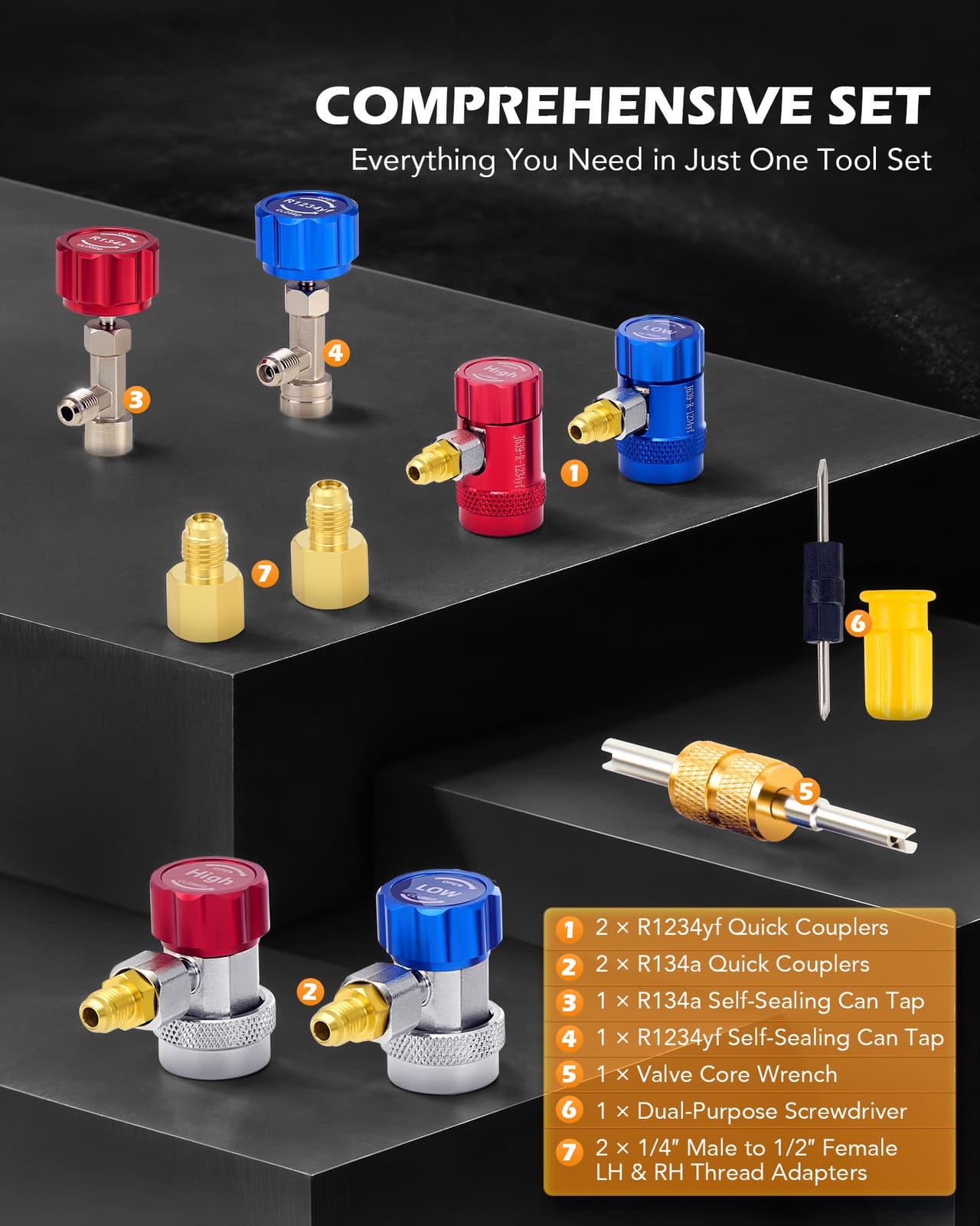 AC R1234YF Gauge Set Automotive 4 Valve Manifold Gauge Kit Freon Charging US 3