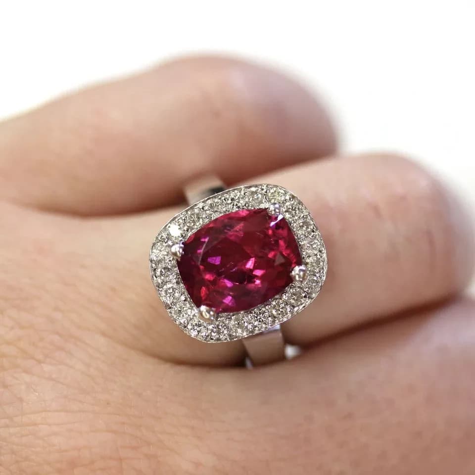 4 Ct Certified Oval Shape Natural Rose Red Diamond Ring VVS1 White Gold Finish 6