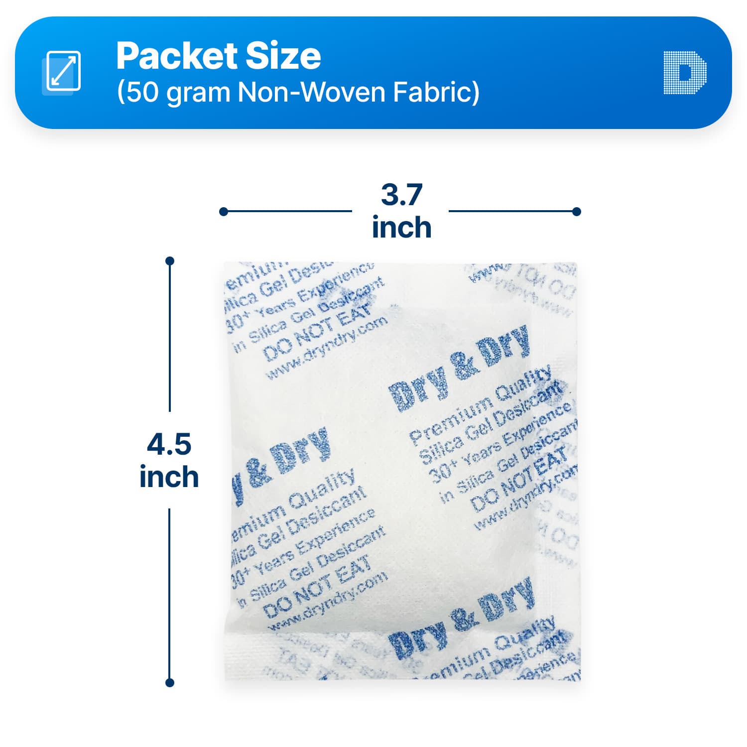 50 gram X 15 PK "Dry & Dry" Premium Silica Gel Packs - 2 Humidity Indicator Card 6