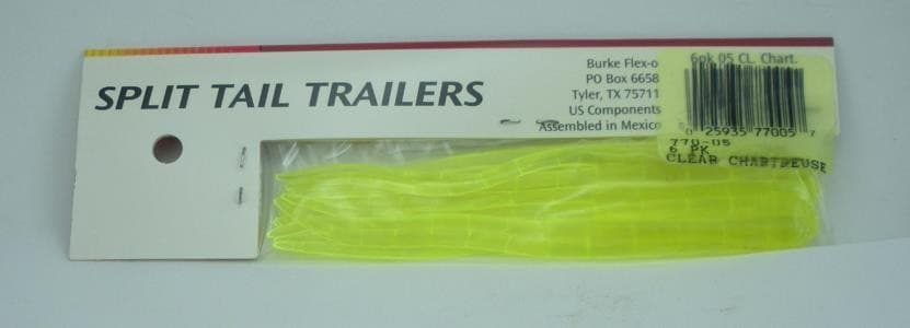 Burke 770-05 Split Tail Trailer Worm Clear Chartreuse 4" 6CT 2