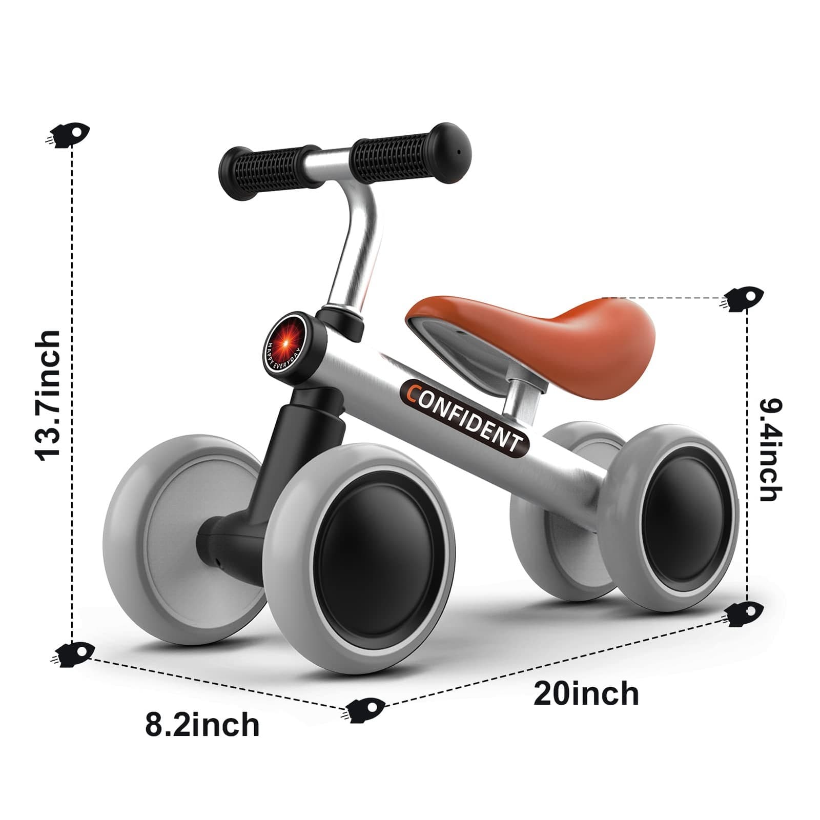 Bicicleta De Equilibrio De 4 Ruedas Con Mango Antideslizante Para Niños Pequeños 4