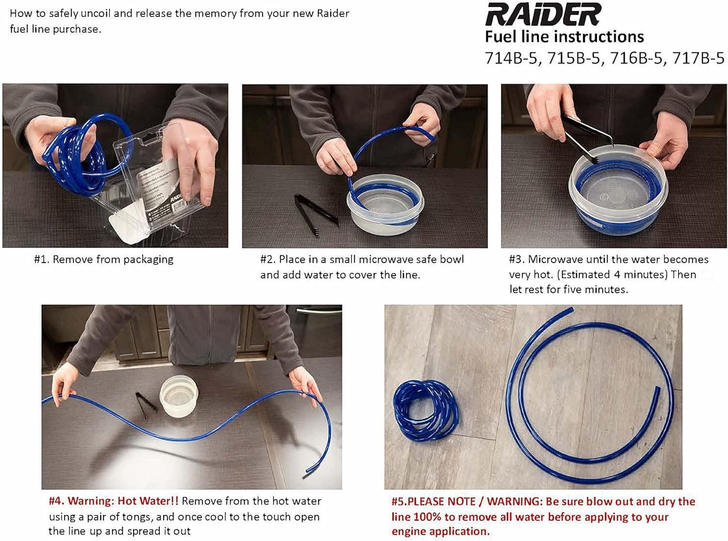 Raider 716B-5 Polyurethane Fuel Gas Line Tubing Hose Roll Blue (5 Ft. x 3/16 In. 5