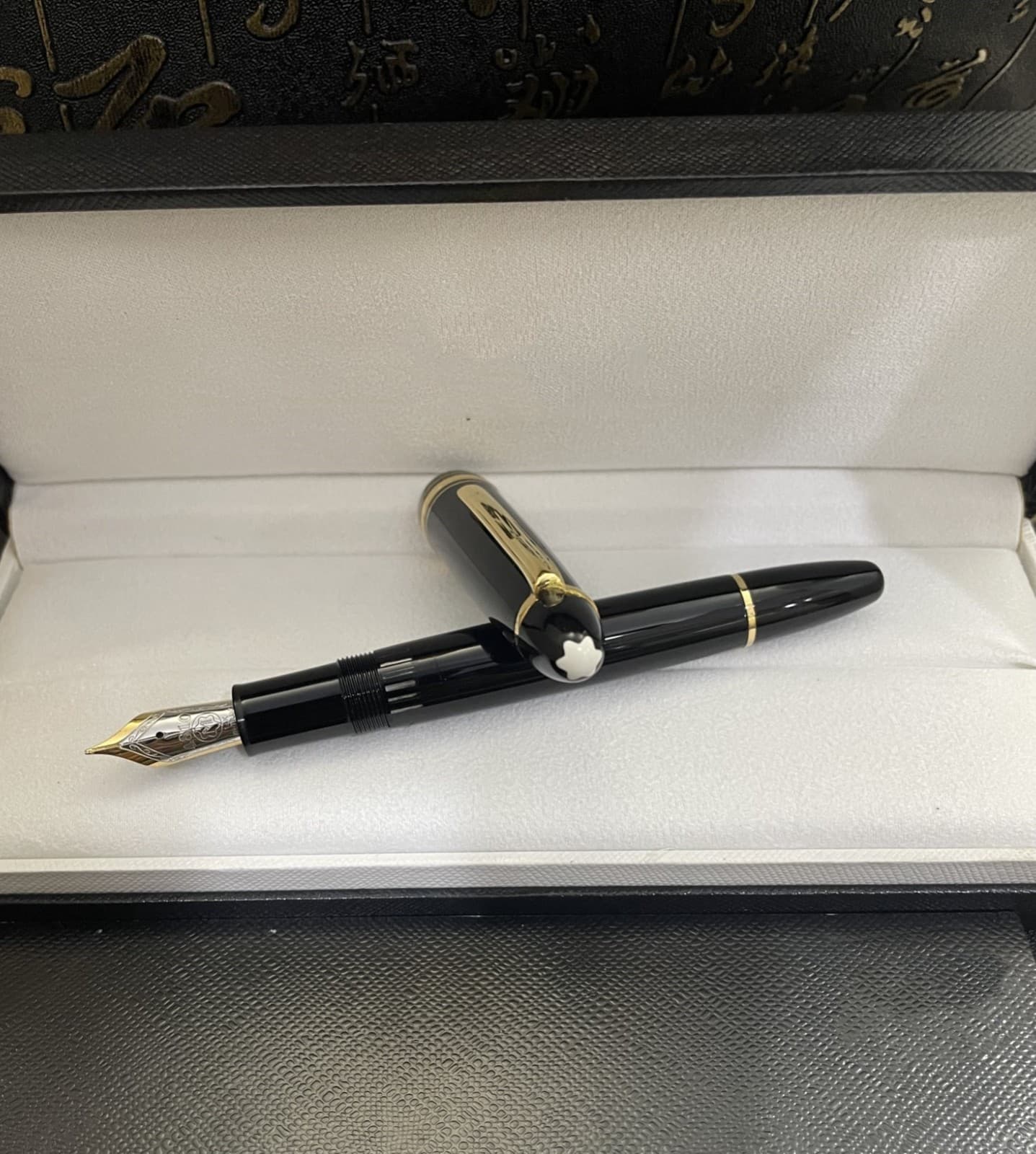Perfect Piston Inking Resin Series Bright Black-Gold Clip Fountain Pen No Box 2