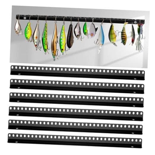 6 Pcs Fishing Lure Display Storage Racks 30 Holes Wall Mount Metal for Spinner 