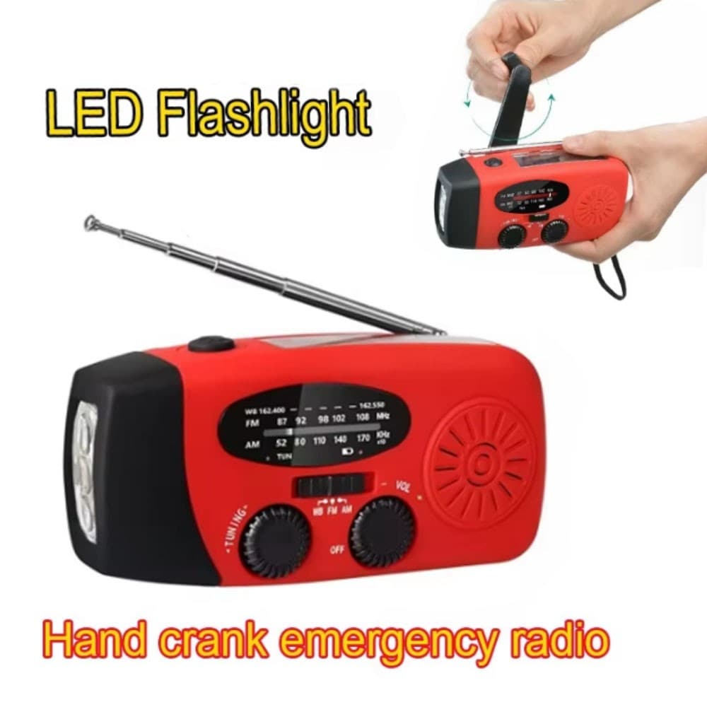 Solar Radio Hand Crank With LED Flashlight Multifunctional Emergency for Camping 4