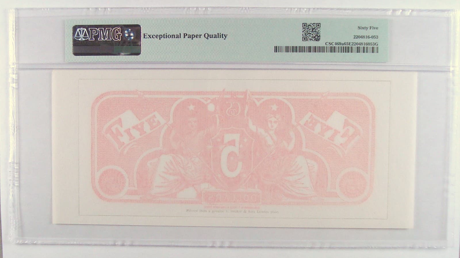 $5 Confederate CSA Chemicograph Fourth Printing Reverse 1 Back PMG Gem 65 EPQ 2