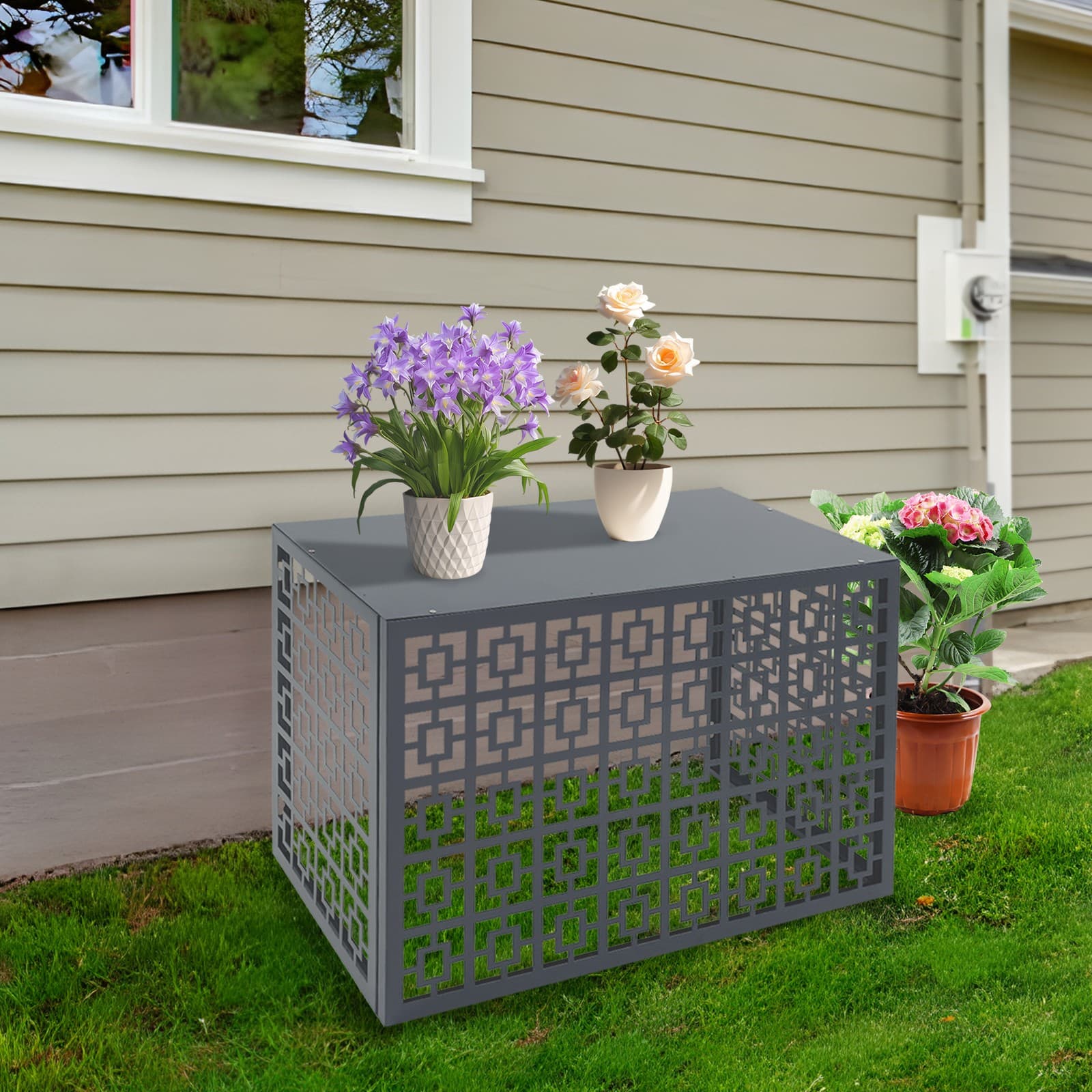 Air Conditioner Fence Rectangular Privacy Fence Cover for A/C Conditioning Unit 4